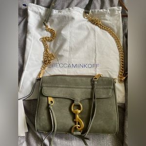 Brand new Rebecca crossbody purse in olive green. Has zipper string and with tag